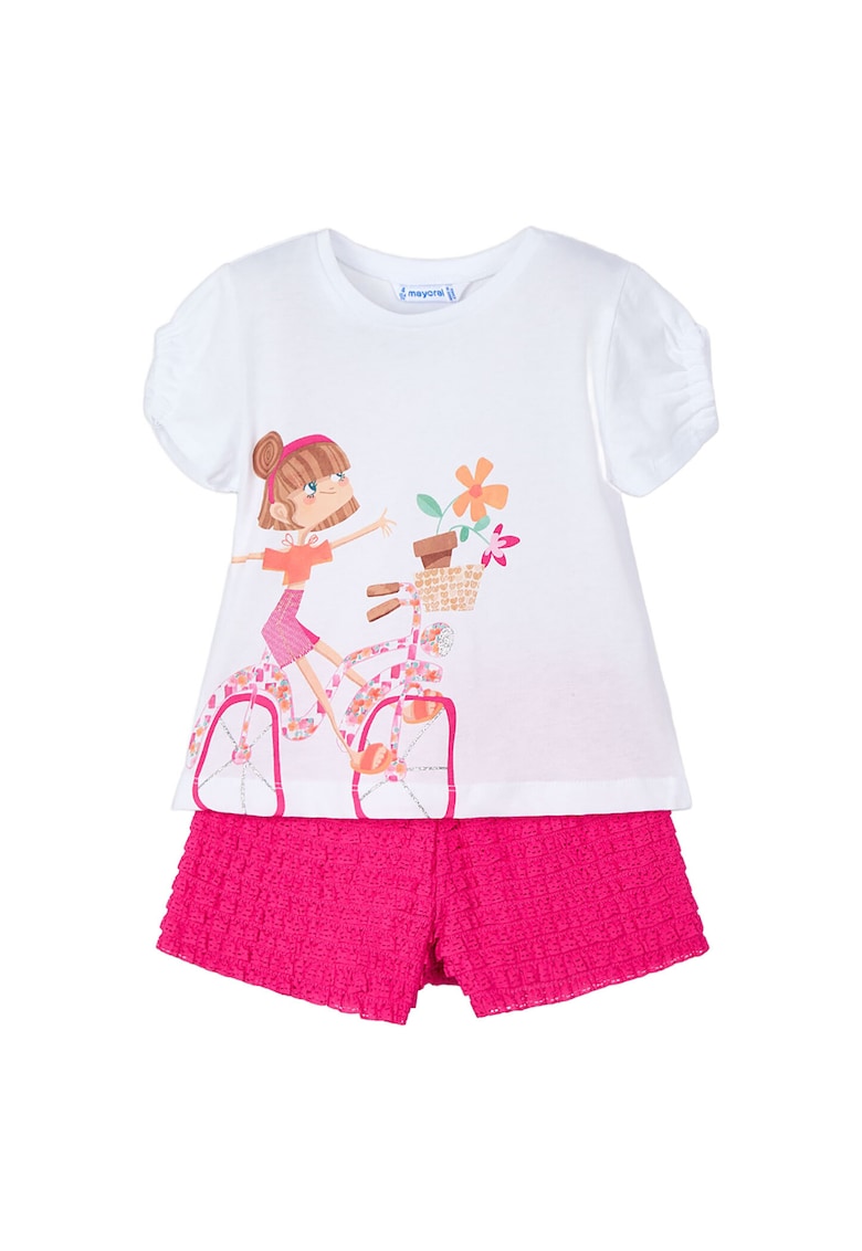 Set tricou si pantaloni scurti fete 3211 - Bumbac/Poliester - Roz