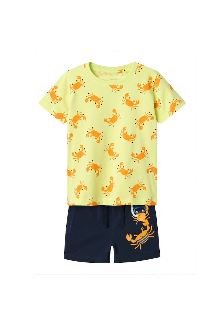 Set tricou si pantaloni scurti baieti 13241038 - Bumbac organic - Galben - Galben