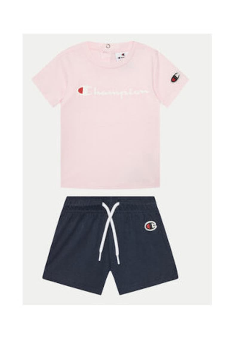 Set tricou si pantaloni scurti fete 307055 - Bumbac - Bleumarin/Roz - Roz/Bleumarin