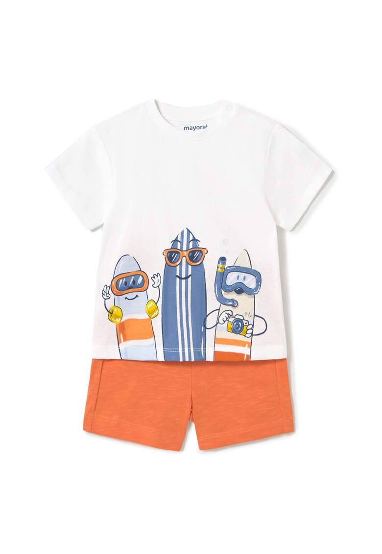 Set tricou si pantaloni scurti baieti 1656 24 - Bumbac - 4 ani - Portocaliu