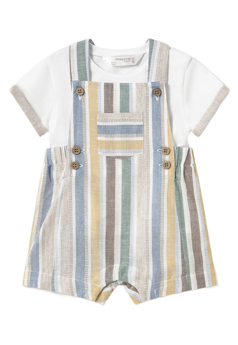 Set tricou si pantaloni scurti baieti 1621 - Bumbac/Elastan - 0-3 luni - Multicolor