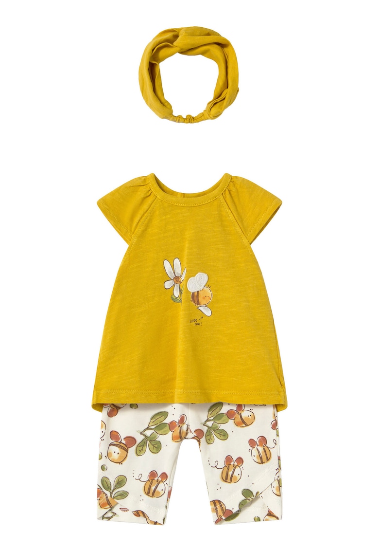 Set tricou si colanti fete 1763 - Bumbac - 1-3 luni - Galben