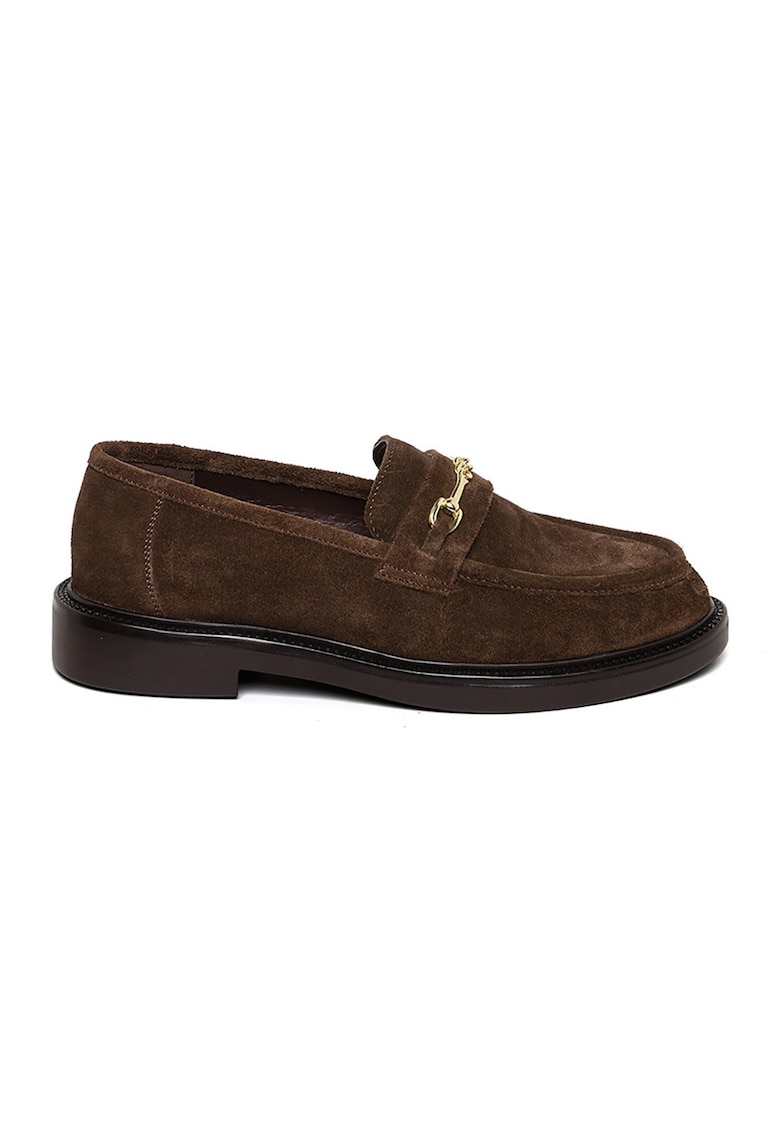 Pantofi loafer de piele intoarsa cu detaliu metalic Pantofi loafer de piele intoarsa cu detaliu metalic