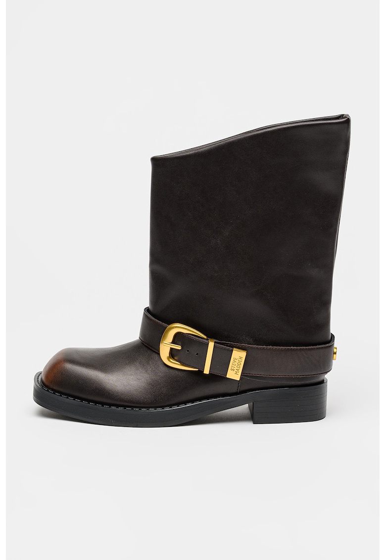 Cizme medii de piele cu bareta decorativa Cizme medii de piele cu bareta decorativa