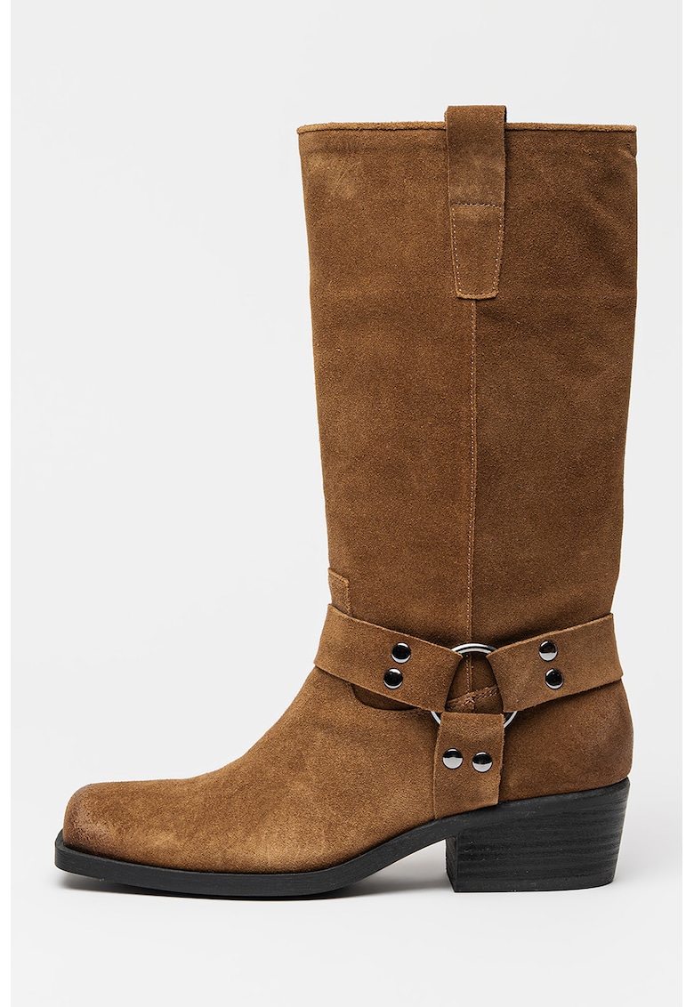 Cizme mid-calf din piele intoarsa Ruskin