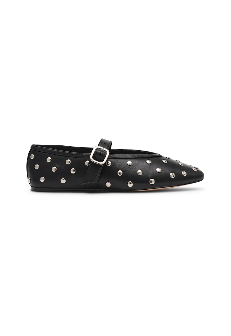Balerini de piele Archer - Negru/Argintiu