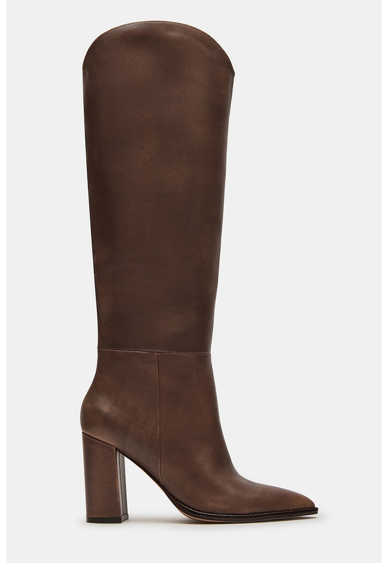 Cizme lungi de piele fara inchidere Bixby