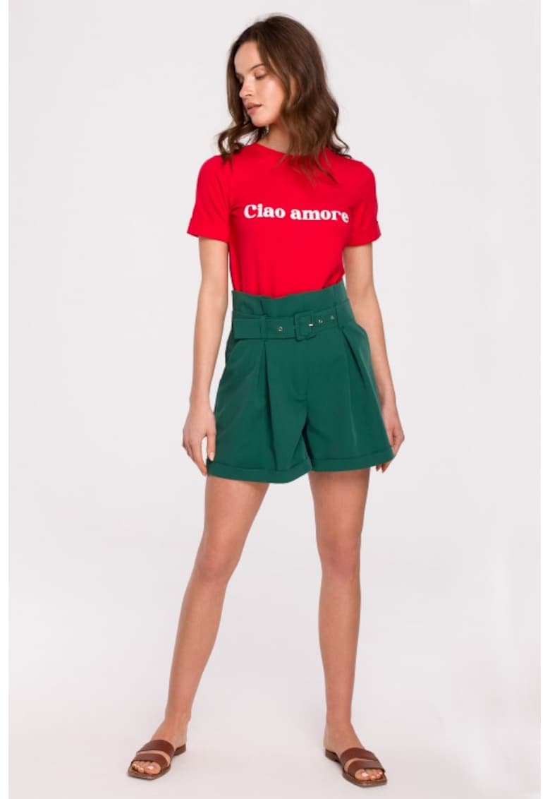 Shorturi cu curea si talie inalta -