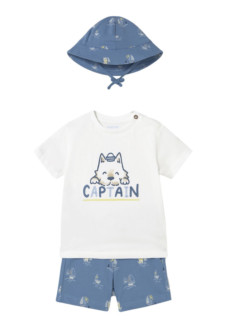 Set tricou si pantaloni scurti baieti 1655 27 - Bumbac - 4 ani - Albastru