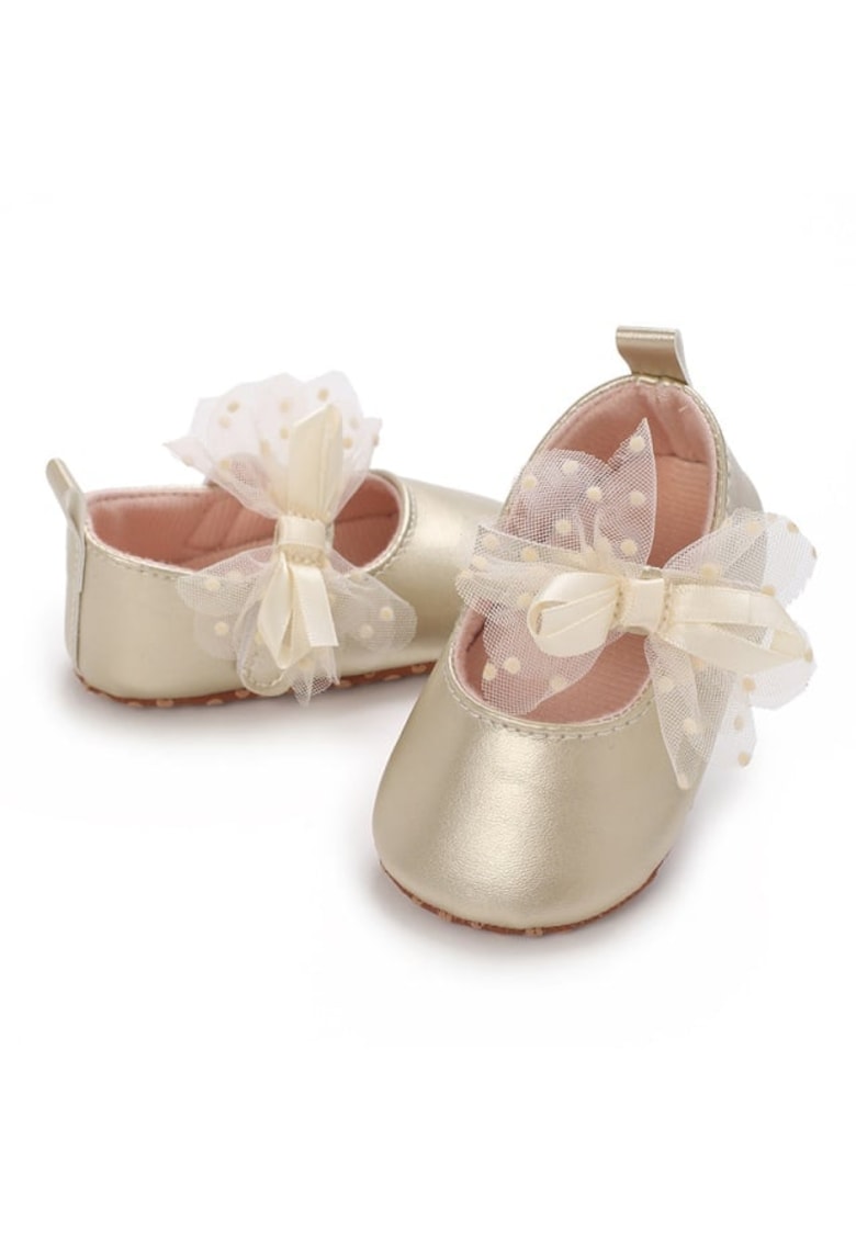 Pantofi Model AL 13097 cu fundita tulle - Piele ecologica - Fete - Auriu