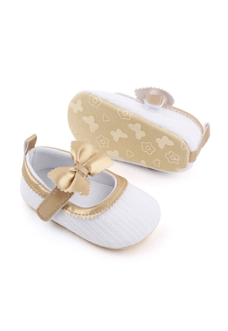 Pantofi Model AL 13509 cu insertie aurie - Textil - Fete - Alb - Alb