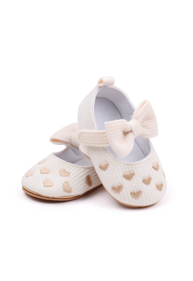 Pantofi Model AL 14650 cu inimioare aurii - Textil - Fete - Ivoire - Ivoire