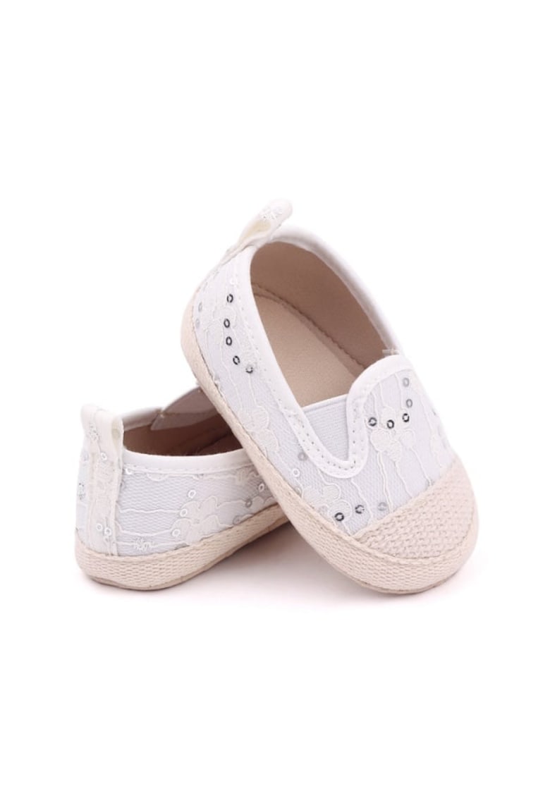 Pantofi Model AL 13905 cu dantela si paiete - Textil - Ivoire