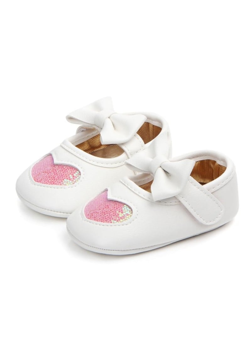 Pantofi Model AL 16104 Inimioara roz - Piele ecologica - Alb - Alb