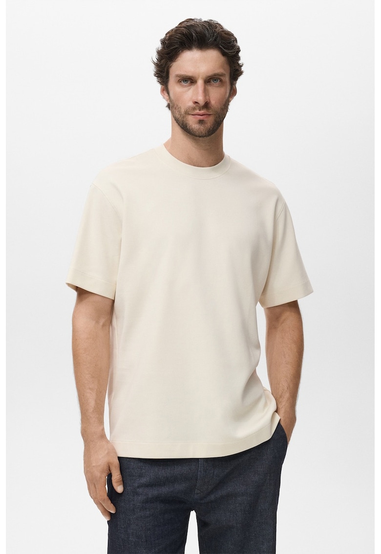 Tricou din amestec de bumbac - Bej deschis
