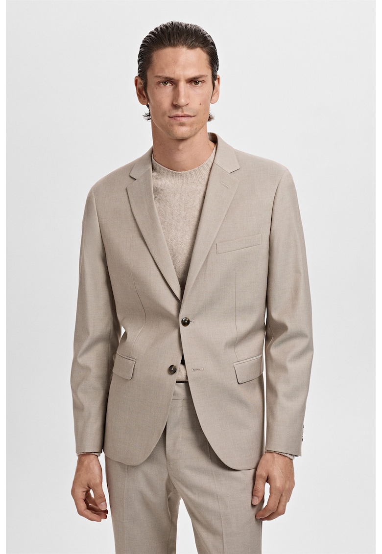 Sacou slim fit cu revere decupate