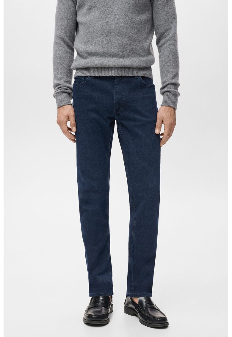 Blugi regular fit cu 5 buzunare - Albastru inchis