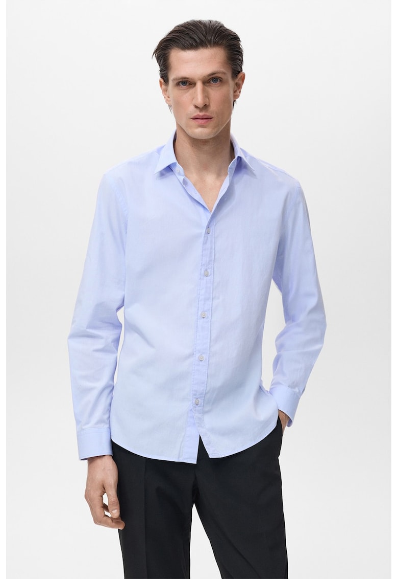 Camasa regular-fit cu guler clasic - Albastru glaciar