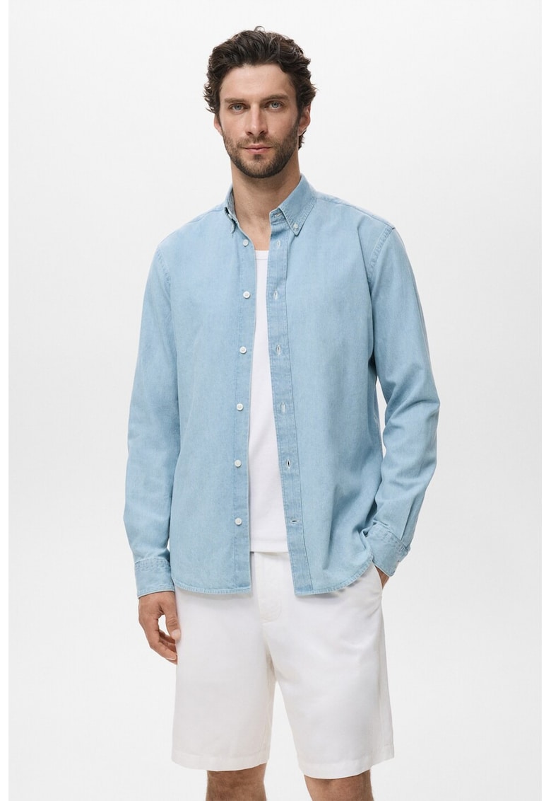Camasa uni din denim - Albastru deschis