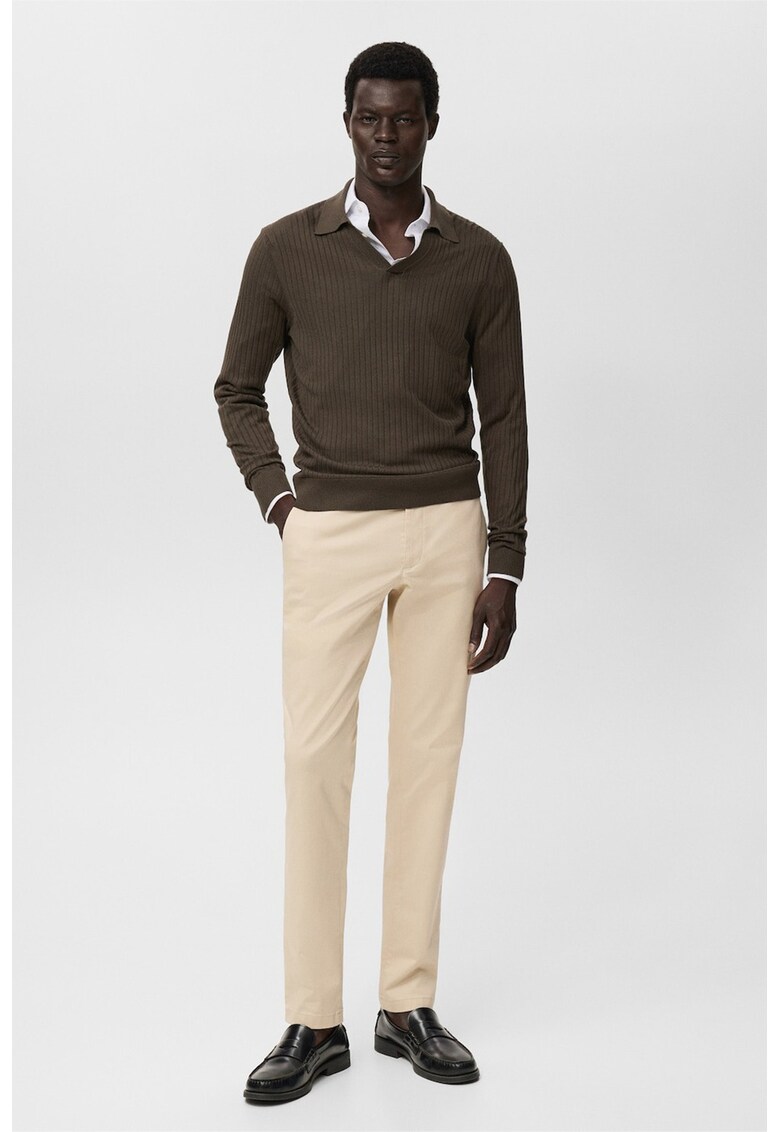 Pantaloni chino din amestec de bumbac - Bej deschis