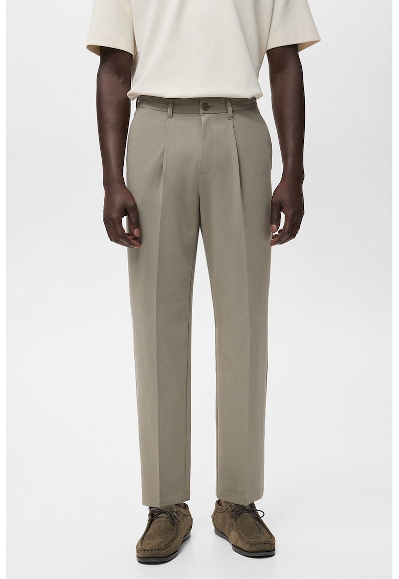 Pantaloni drepti cu pensa - Gri cenusiu