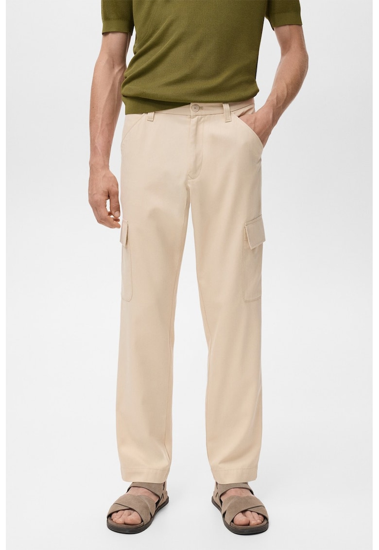 Pantaloni cargo din amestec de lyocell cu talie medie