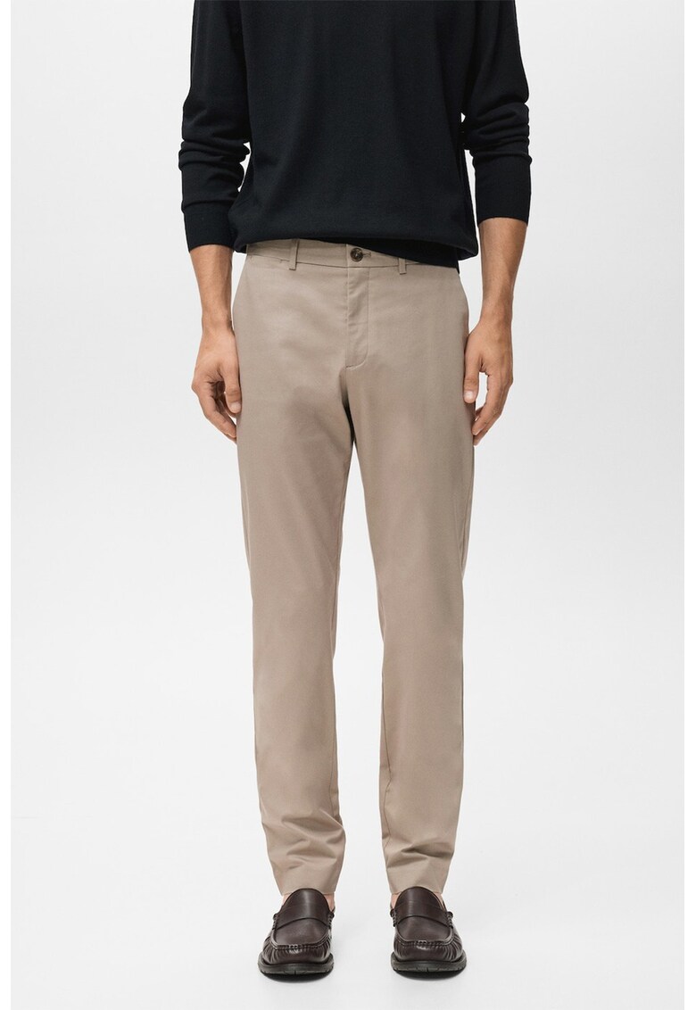 Pantaloni chino cu talie medie - Maro taupe deschis