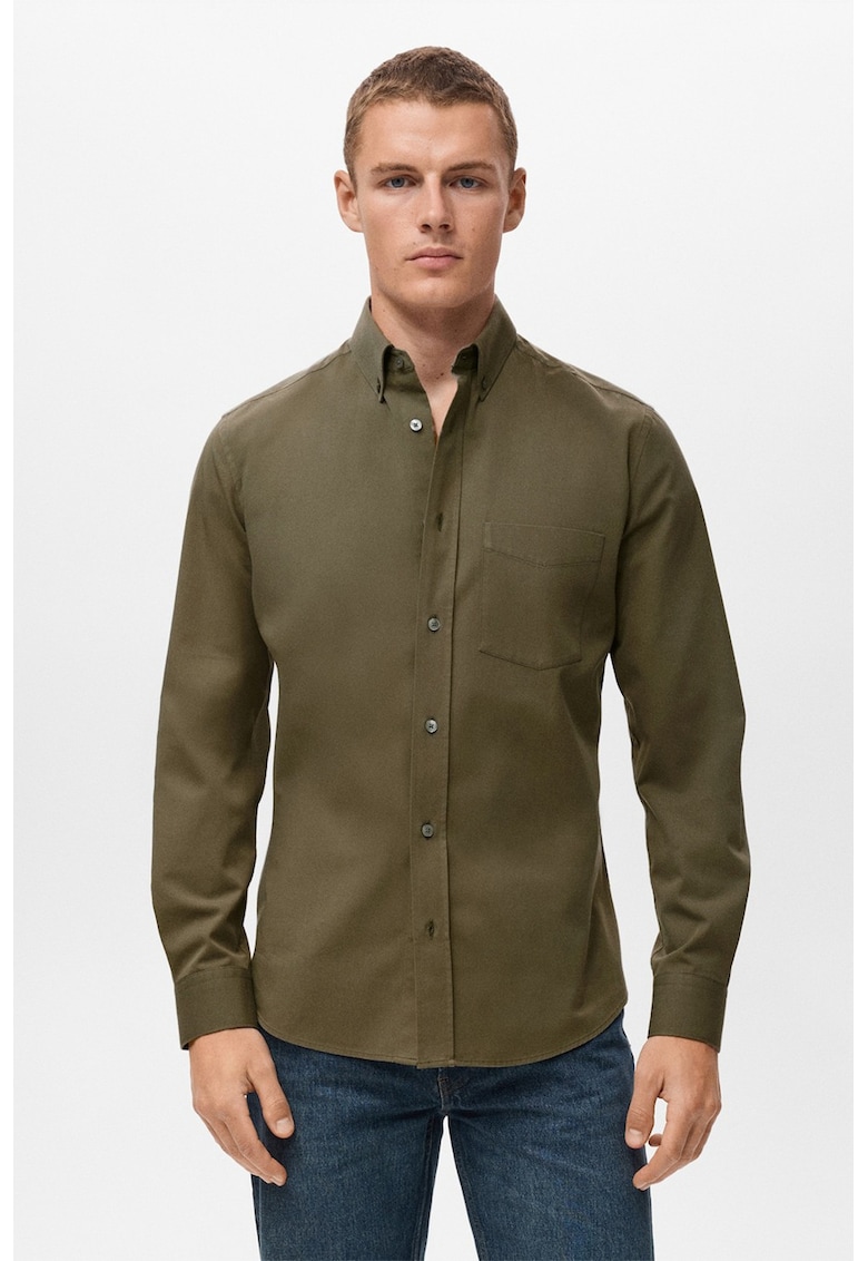 Camasa din bumbac cu maneci lungi - Kaki