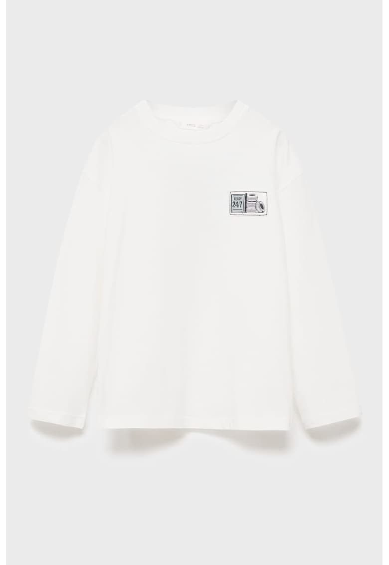 Bluza de bumbac cu imprimeu pe partea din spate - Alb/Negru