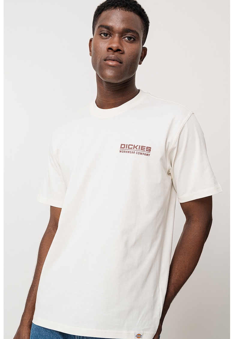 Tricou de bumbac cu imprimeu logo contrastant pe spate