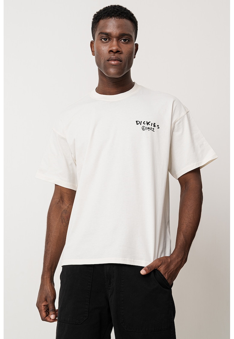 Tricou de bumbac cu imprimeu text pe spate