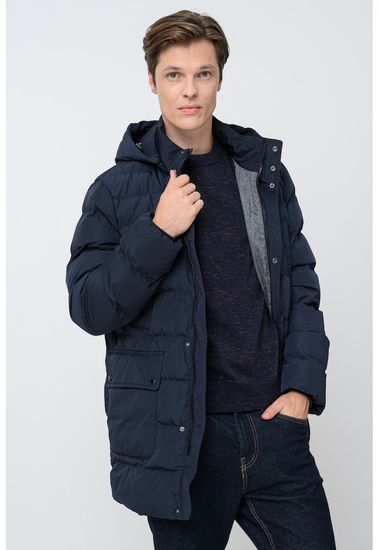 Geaca lunga cu finisaj rezistent la apa si gluga Leitan