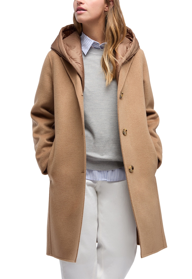 Palton din amestec de lana cu gluga Rawelle