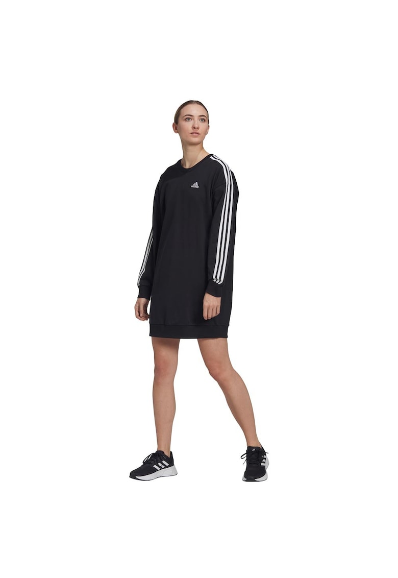Rochie sport dama - adidas - 3-Stripes - croiala lejera - bumbac - negru -