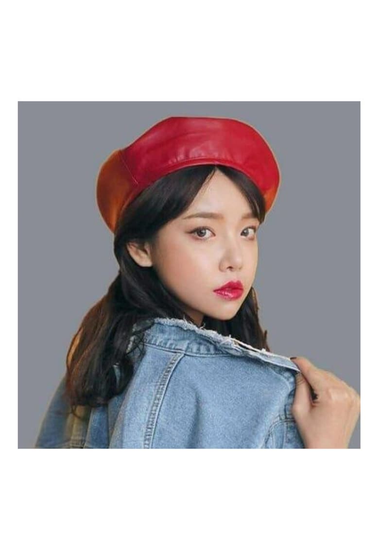 Bereta rosie - din piele ecologica - Milaya - Bereta rosie - din piele ecologica - Milaya -