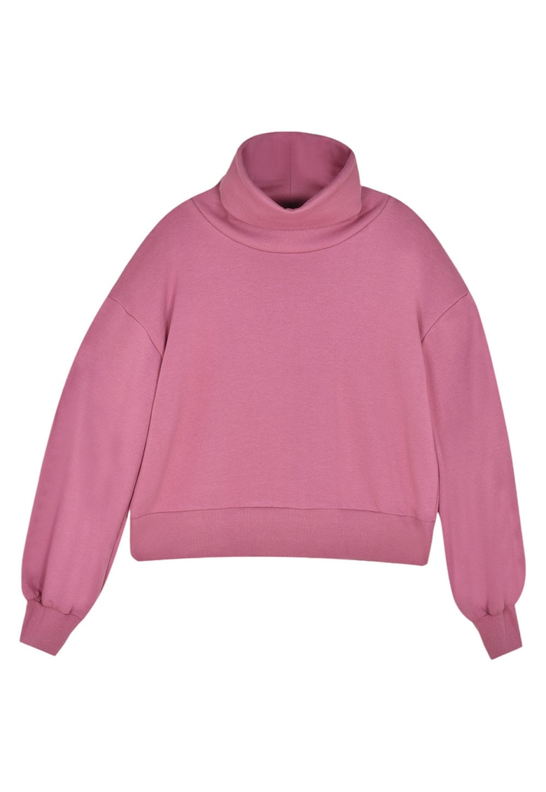 Bluza de trening dama guler inalt - roz - bumbac-poliester -