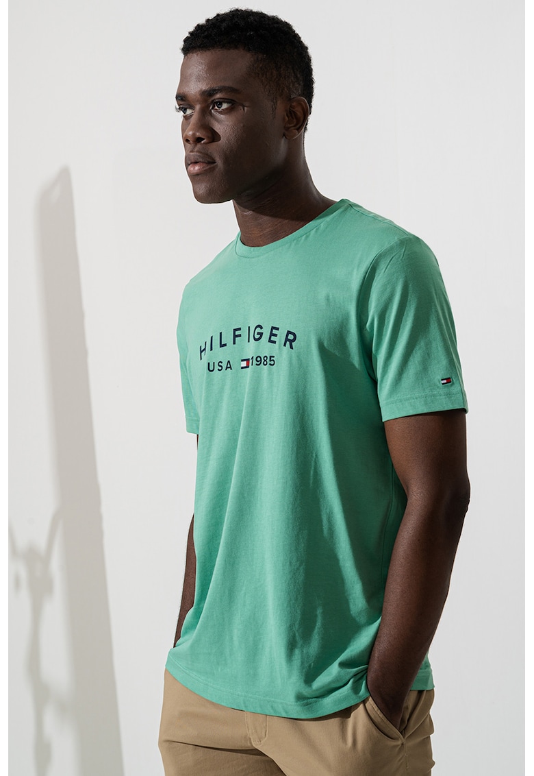 Tricou regular-fit cu imprimeu logo - Negru/Verde pal