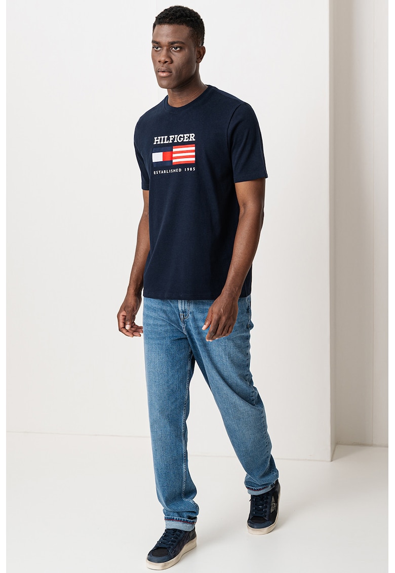 Tricou regular-fit cu imprimeu logo - Rosu/Bleumarin