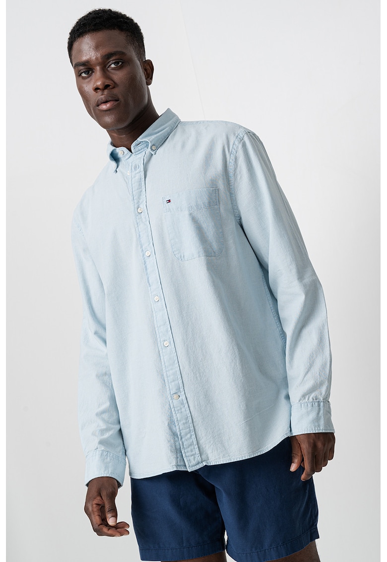 Camasa din bumbac cu buzunar aplicat