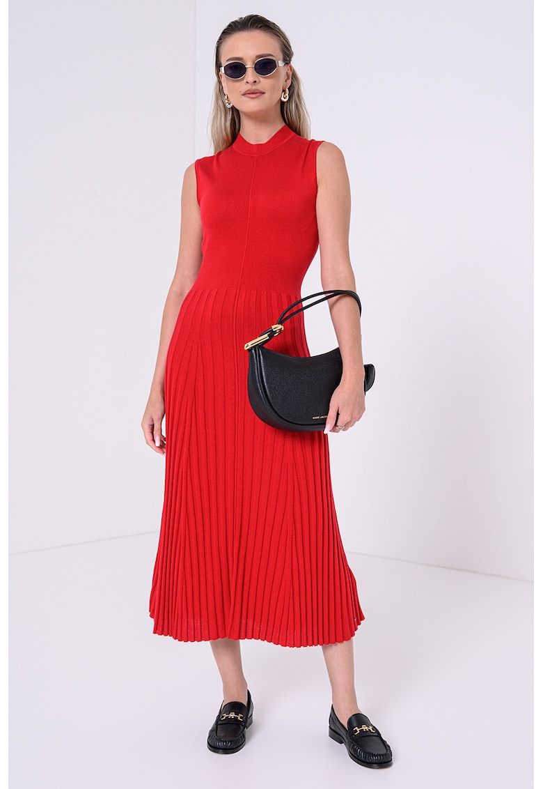 Rochie lunga cu pliuri - din lyocell si matase