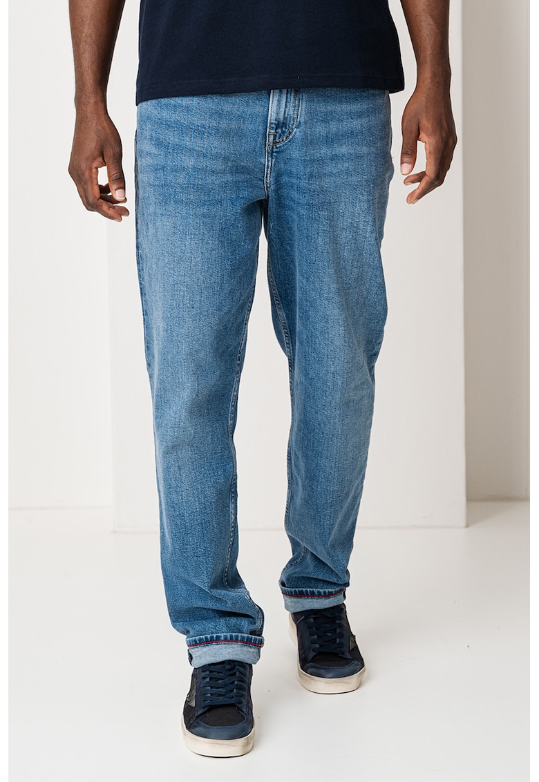 Blugi conici cu design 5 buzunare - Albastru