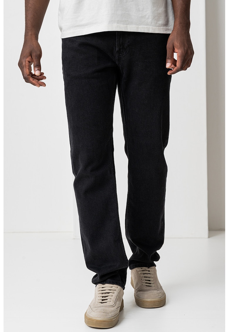 Blugi drepti cu talie medie - Negru stins