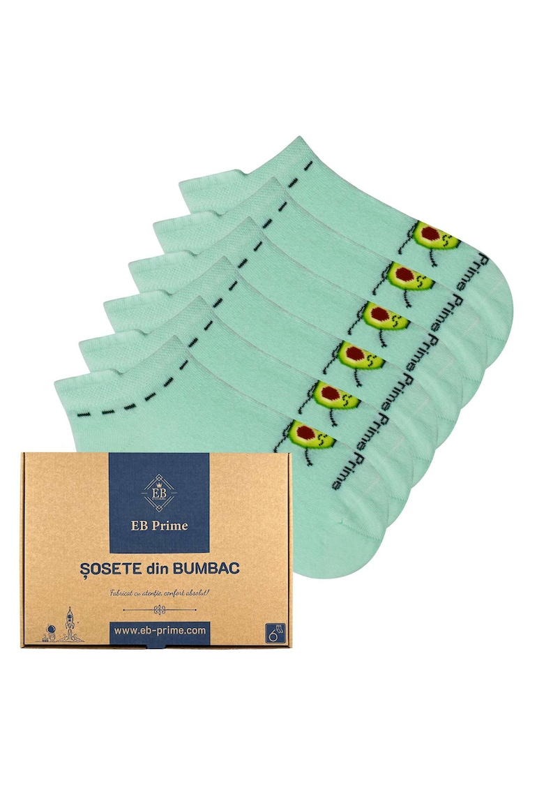 Set 6 perechi - Sosete scurte Dama - Cutiuta "Eleganta in Miscare" - Marimi 35-46 - Verde menta