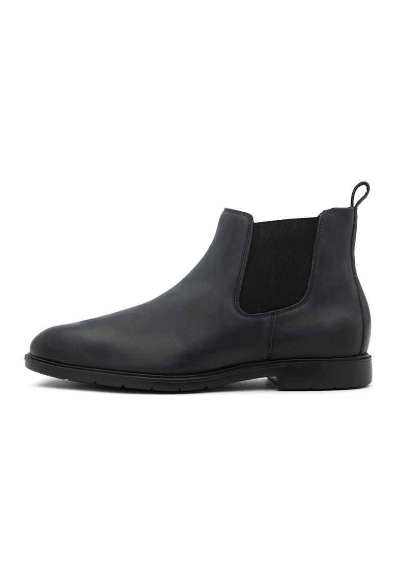Ghete Chelsea de piele - Negru stins