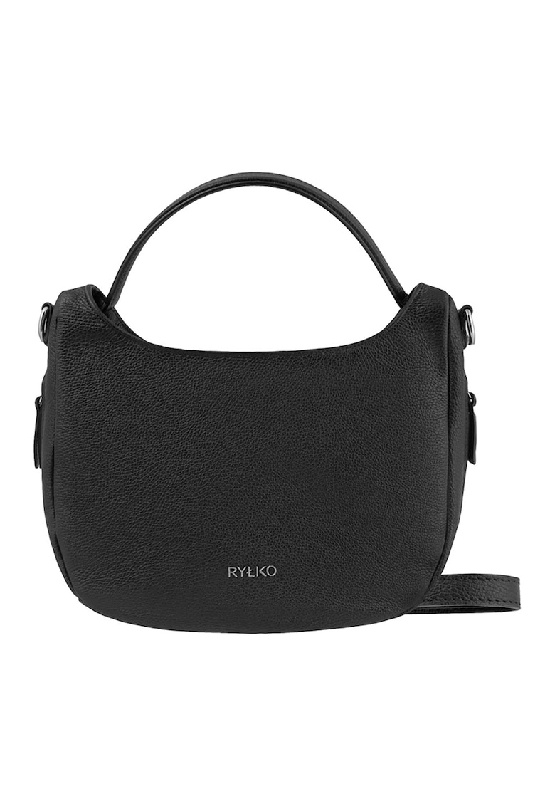 Geanta crossbody de piele cu logo - Negru