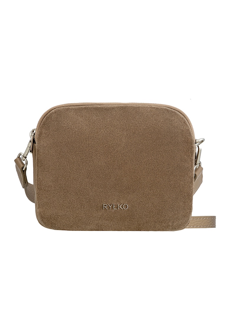 Geanta de piele cu bareta de umar - Maro taupe deschis