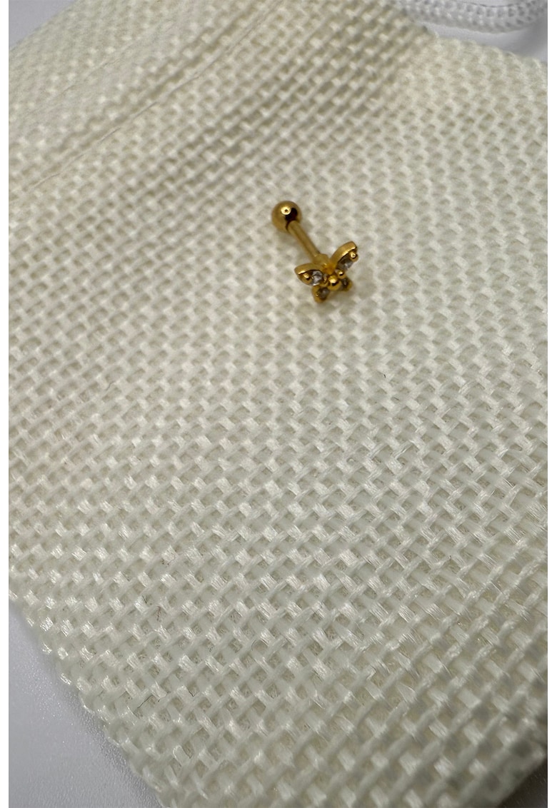 Piercing de tragus - din argint veritabil - cu zirconia - Auriu