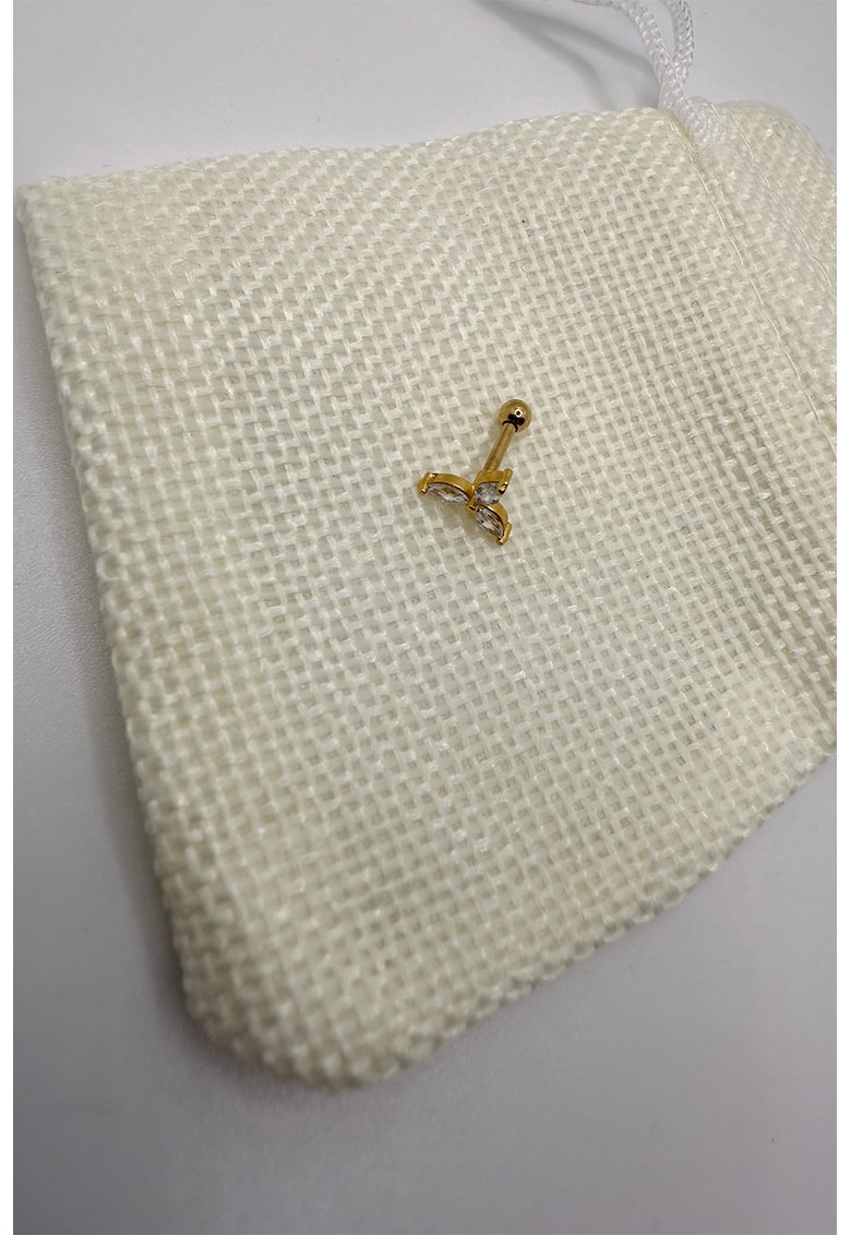 Piercing de tragus - din argint veritabil - cu zirconia - Auriu