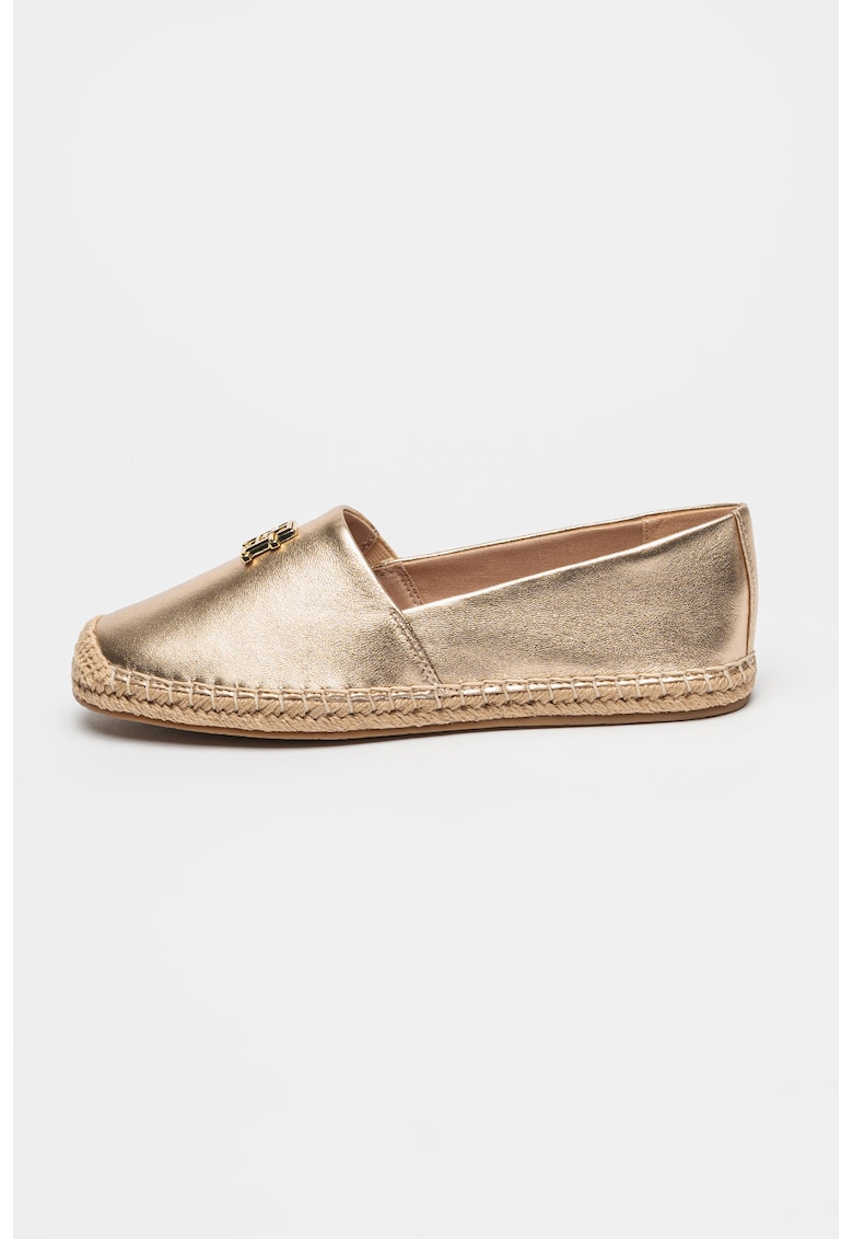 Espadrile de piele cu aspect lucios