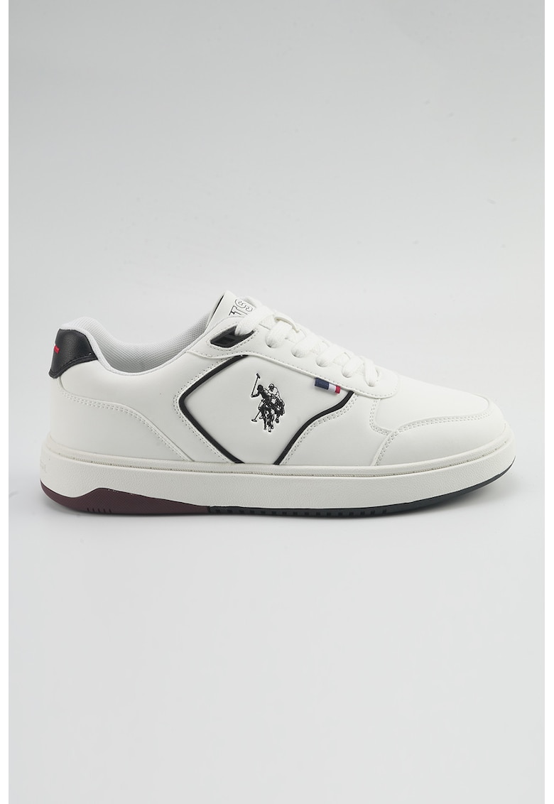 Pantofi sport low-cut din piele ecologica - Alb/Negru